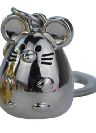 Брелок на ключи металл серебристый мышь мышка крыса обьемный как фигурка 3d
