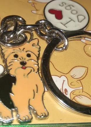 Брелок на ключи собака пес металл порода йорик йоркширский терьер косточка