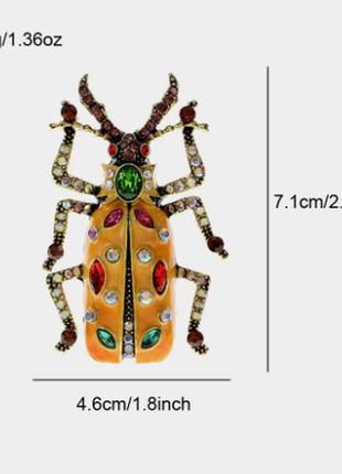 Брошь брошка огромный жук золотистый металл крутой желтый4 фото