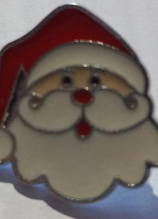 Брошь брошка пин значок дед мороз санта клаус металл эмаль
