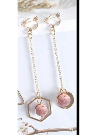 Длинные клипсы серьги сережки (без прокола) золотистый металл цепочки ассиметрия