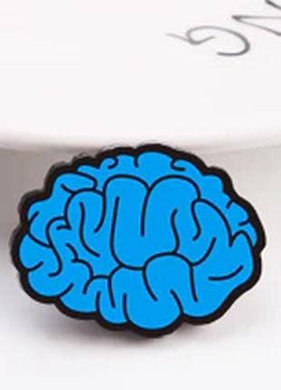Брошь брошка пин значок акрил головной мозги мозг мозги синий пластик