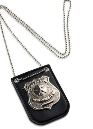 Брошка знак значок метал сріблястий police поліція жетон 6 см офіцер підвіска на пояс або на шию5 фото