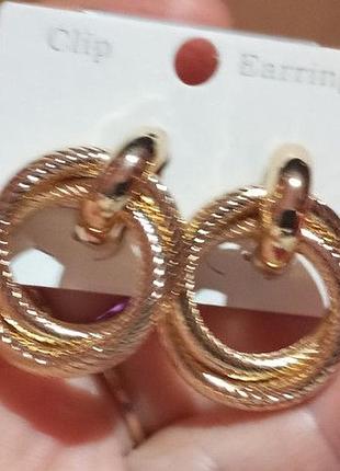 Круглые клипсы (без прокола) серьги сережки пр-во корея