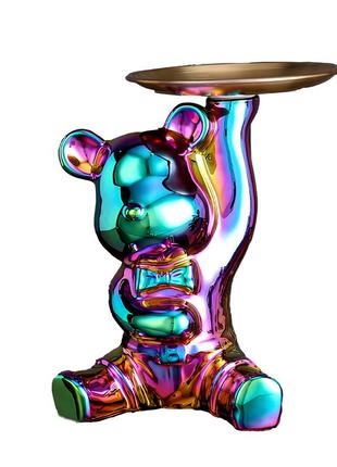 Ключница органайзер копилка для мелочей медведь с поднятой рукой разноцветный
