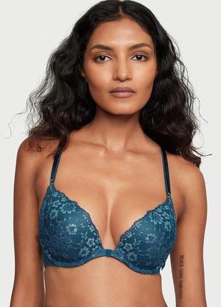 Бюстгальтер victoria's secret sexy tee posey lace push-up bra 34b синій