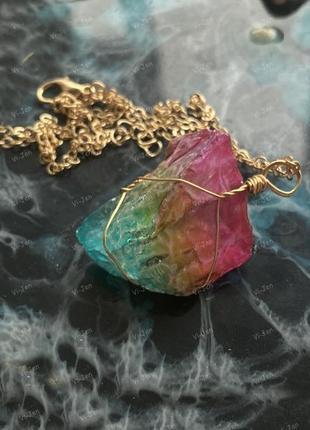 Кулон кварц радуга натуральный камень природной форме подвеска кварц3 фото