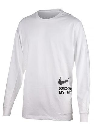 Мужской лонгслив nike tee ls big swoosh белый m (7dfj1119-100 m)