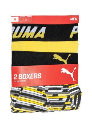 Трусы-боксеры puma logo aop boxer 2-pack m yellow/gray 501003001-0206 фото