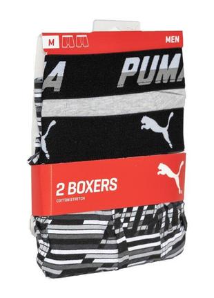 Труси-боксери puma logo aop boxer 2-pack xl gray/white/black 501003001-2006 фото