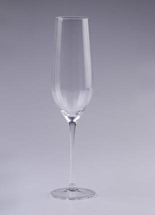 Келих для шампанського фігурний з тонкого скла ребристий набір 6 шт