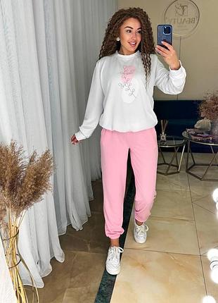 Женский спортивный костюм-двойка весна-осень из двунитки штаны + кофта размеры норма и батал
