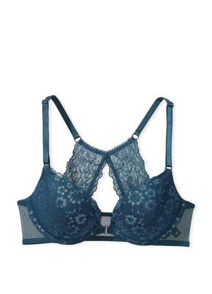 Бюстгальтер victoria's secret sexy tee posey lace push-up bra 38c синій4 фото