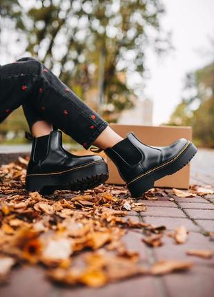 Черевики зимові з хутром dr.martens 2976 chelsea "black" хутро черевики2 фото