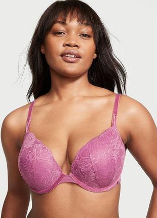 Бюстгальтер victoria's secret sexy tee fleur noir lace push-up bra 36b розовый