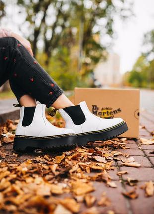 Ботинки dr.martens 2976 chelsea “white” хутро черевики зимние с мехом2 фото