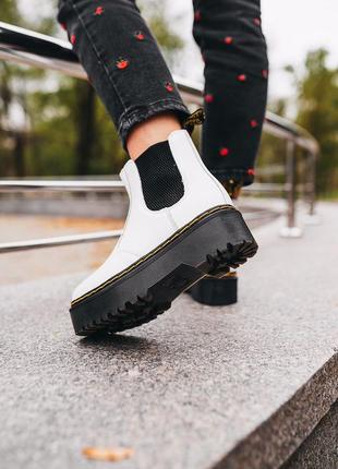 Черевики dr.martens 2976 chelsea "white" хутро черевики зимові з хутром4 фото