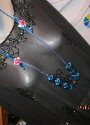 Бусы ожерелье синее атласное шикарное