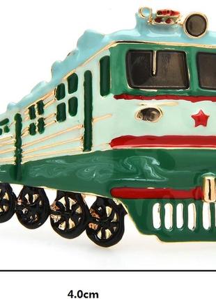 Піктограма брош брошка металевий поїзд паровоз зелений