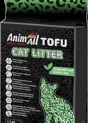 Animall tofu зеленый чай 6 литра. наполнитель тофу соевый 2,6 кг