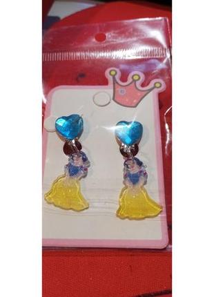 Детские клипсы серьги сережки (без прокола) принцесса белоснежка