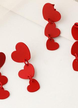 Кліпси сережки сережки (без проколювання) пр-во корея метал червона емаль в вітді сердец серце