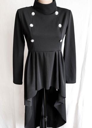 Женское черное готическое платье с хвостом туника стимпанк готика гранж панк м 46 shein