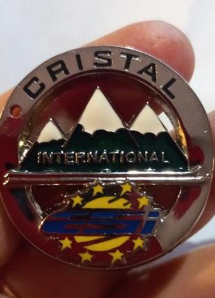 Круглая брошь брошка значок металл горы cristal interhational