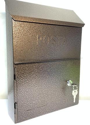 Скринька поштова індивідуальна, молоткове покриття, коричнева №43 фото