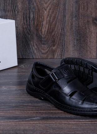 Чоловічі шкіряні літні туфлі matador black9 фото