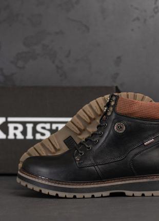 Чоловічі шкіряні зимові черевики kristan black7 фото