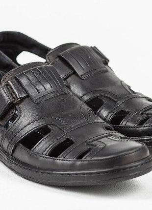 Чоловічі шкіряні літні туфлі comfort black leather3 фото