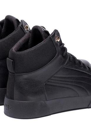 Чоловічі зимові черевики pm black leather6 фото