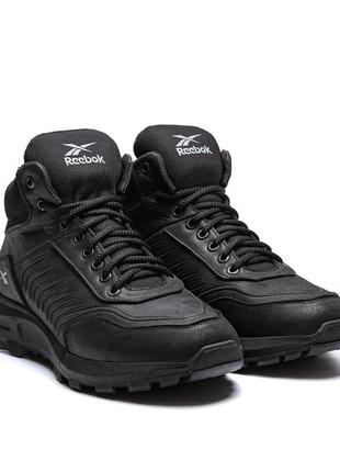 Чоловічі зимові шкіряні черевики reebok classic black2 фото