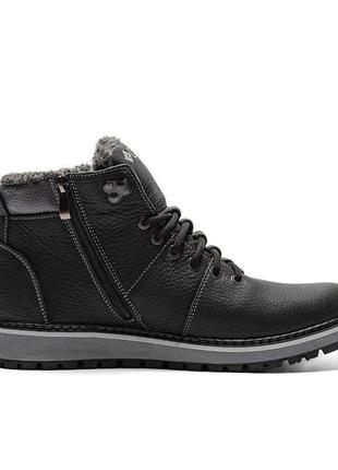 Чоловічі зимові шкіряні черевики barzoni black flotar3 фото