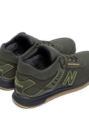 Чоловічі зимові шкіряні кросівки nb clasic green4 фото
