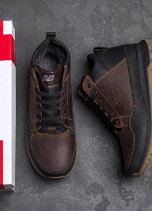 Чоловічі зимові шкіряні кросівки new balance clasic brown8 фото