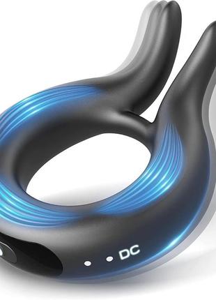 Эрекционное виброкольцо на член с усиками. насадка на член с вибрацией. 10 режимов вибрации, магнитная зарядка