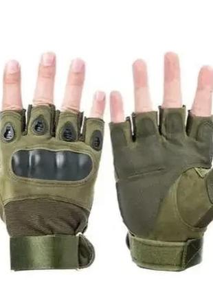 Тактичні рукавички без пальців l хакі2 фото