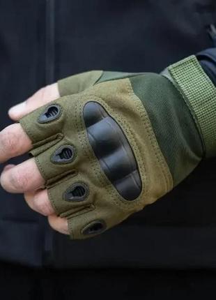 Тактичні рукавички без пальців l хакі4 фото