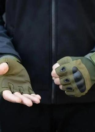 Тактичні рукавички без пальців l хакі5 фото