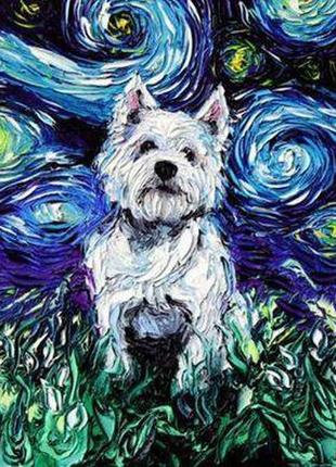 Алмазна вишивка " милий цуценя " ван гог собака пес абстрактна...1 фото