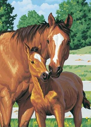 Набір алмазна мозаїка вишивка кінь з лошадкою мама з дитиною н...