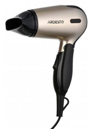 Фен ardesto 1200 вт. дорожній, складна ручка, 2 швидкості, 2 темперні режима (сріблясто-чорний)