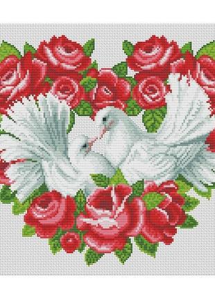 Набір для вишивання нитками хрестом "вічна любов" голуб троянд...1 фото