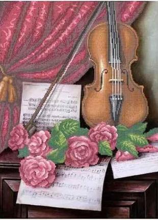 Схема для вишивки бісером "мелодія любові" скрипка, троянди, л...