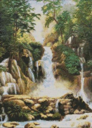 Алмазна мозаїка вишивка пейзаж з водоспадом природа ліс на під...