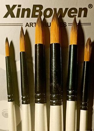 Набір круглих художніх пензлів із високоякісної синтетики. кругла 6 штук