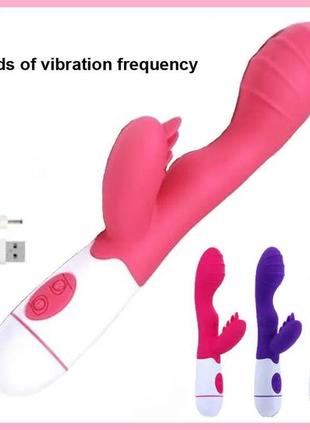 Вібратор подвійний зі стимуляцією клітора, вібромасажер вагіна...