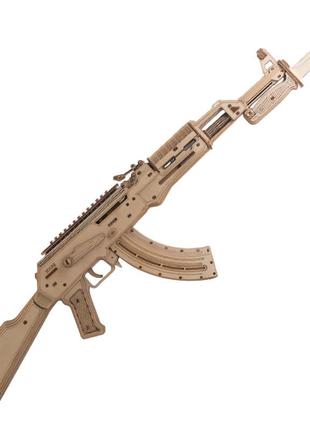 Деревянный 3d конструктор unique js801 ak 47 автомат 50 деталей